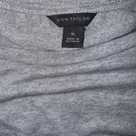Ann Taylor Grey & Silver Sparkle Top, Side Knot TShirt, Long Sleeve, Women’s XL - Picture 10 of 13